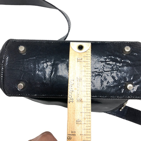 bag dark grey Laeda 4 Bloomingdales shoulder cross body leather faux lizard 9x5 - Picture 5 of 12